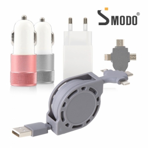 [에스모도]SMODO-226 고속 충전용품 set (십자 릴케이블+듀얼 시거잭+어답터) (1.0M/71*42*25mm/77*42*25mm)