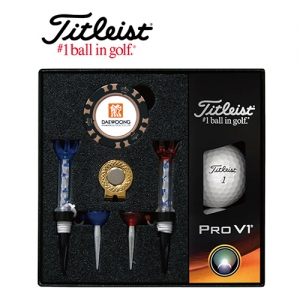 타이틀리스트 Pro V1 골프볼 칩볼마커 자석티세트(골프볼3구+칩볼마커2개+자석클립1개+자석티2개)