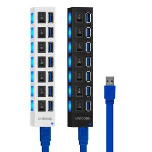 유니콘 XH-Q5 USB3.0 7포트 허브 (35.6x165x22mm / 케이블 길이 약 520mm / 73g)