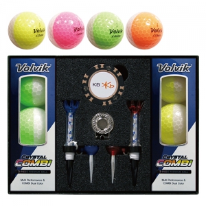 볼빅 크리스탈 콤비 3피스 골프볼 6구 + 칩볼마커(2) + 자석클립 + 자석티(2) 세트