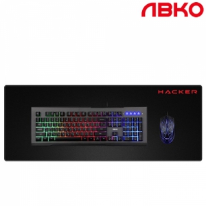 앱코 HACKER KM700 게이밍 키보드 마우스 장패드 세트 블랙