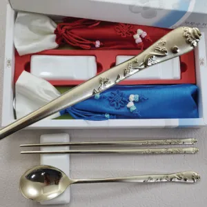송학 티타늄 수저(수저집), 받침 4P | 수저 포크세트 판촉물 제작