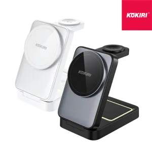 코끼리 KW-M3IN1P01 폴딩 맥세이프 호환 3IN1 무선 충전기(워치전기종가능) | 무선충전기 판촉물 제작