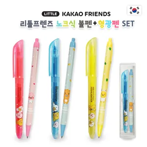 카카오 리틀프렌즈 노크식볼펜+형광펜 세트 | 저가형 볼펜 판촉물 제작