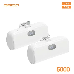 드리온 도킹형 LCD 미니 보조배터리 5000mAh (C타입8핀택일) | 원통형 보조배터리 판촉물 제작