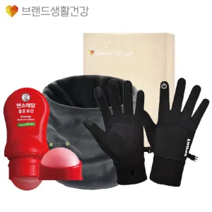 브생건 방한세트 105호(벨벳 넥워머+스마트 방한장갑+멘소래담 롤온 마사지로션) | 워머 넥워머 판촉물 제작