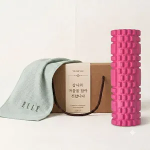 엘르 스포츠 와플 20 타올 + 돌기형 폼롤러 마사지기 30cm + 기프트박스 | 타올선물세트 판촉물 제작
