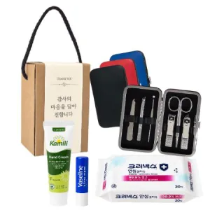 가정용 위생키트 777 쓰리쎄븐 손톱깎이(6PCS)  + 크리넥스 살균소독 물티슈 + 카밀 핸드크림  + 립밤 | 손톱깎이 네일케어 판촉물 제작