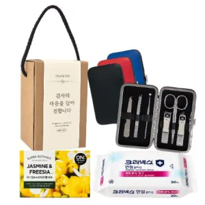 가정용 위생키트 777 쓰리쎄븐 손톱깎이(6PCS)  + 크리넥스 살균소독 물티슈 + 온더바디비누 선물세트 | 손톱깎이 네일케어 판촉물 제작