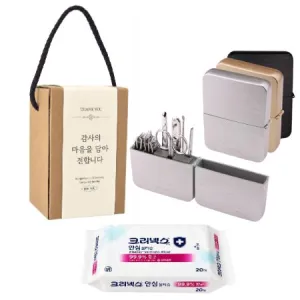 쓰리쎄븐 손톱깎이(7PCS) 777 + 크리넥스 살균소독 물티슈 고급 위생키트 | 손톱깍이선물세트 판촉물 제작