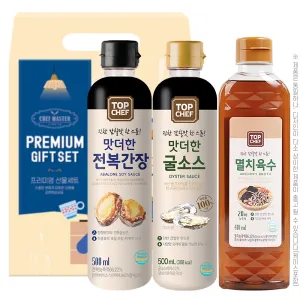 탑셰프 간장혼합3종(전복,굴소스,멸치육수) | 오일류 소스류 판촉물 제작