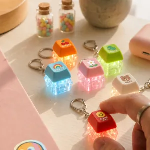 투명 LED 키캡키링 1구 클리커 클릭커 딸깍이 키링 열쇠고리 | 열쇠고리 키링 판촉물 제작