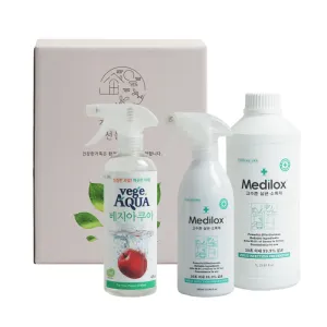 위생지킴이선물세트8 (메디록스500ml 1개+메디록스 1L 1개+베지아쿠아 475ml 1개) | 주방용품세트 판촉물 제작