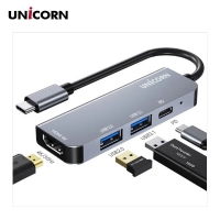 유니콘 C타입 4in1 HDMI 멀티 USB3.1 허브 4K 미러링 PD 87W 충전 지원 알루미늄 TCH-P10