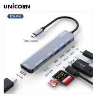 유니콘 C타입 7in1 HDMI 멀티 USB3.1 허브 4K 미러링 PD 87W 충전 지원 알루미늄 TCH-P40