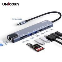 유니콘 C타입 8in1 LAN포트 HDMI 멀티 USB허브 4K 미러링  PD 87W 충전 지원 알루미늄 TCH-L60