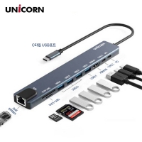 유니콘 C타입 10in1 LAN포트 HDMI 멀티 USB허브 4K 미러링  PD 87W 충전 지원 알루미늄 TCH-L70
