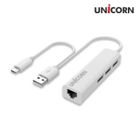 유니콘 C타입 + A타입 USB 3포트 허브 랜카드 ULAN-300CA (85mm x 23mm x 16mm / 30g)