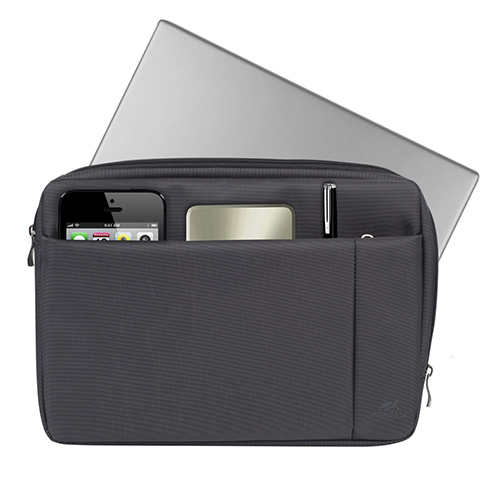 리바케이스 8203 중앙 노트북 파우치 (13.3인치) [블랙, 퍼플] (355x255x40mm)