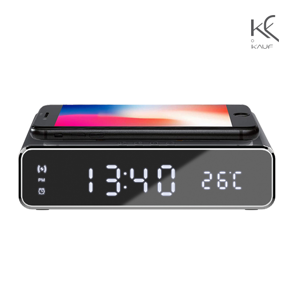 카프 10W 고속 무선충전 LCD 알람시계 KF-CW100