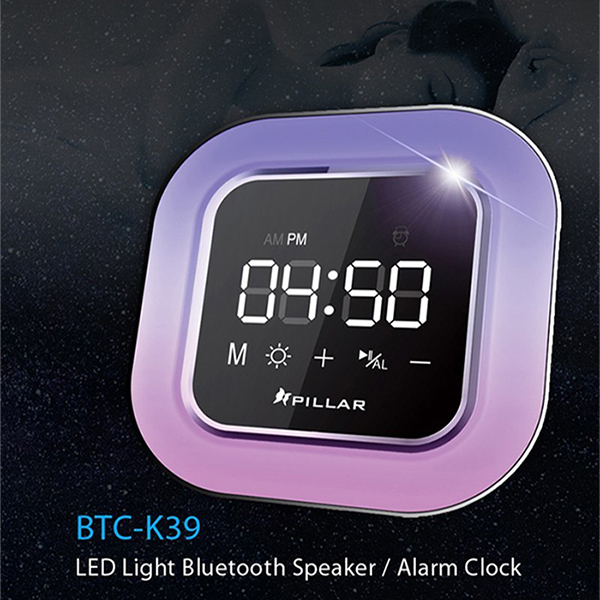 PILLAR 6가지 라이트컬러 LED  블루투스 스피커 라디오 시계 BTC-K39