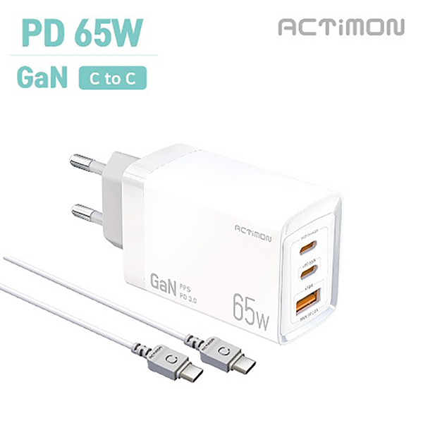 ڵǼ縮 ڵ   Ƽ  GaN  PD 65W ʰ  (C+C+USB) ǰ 