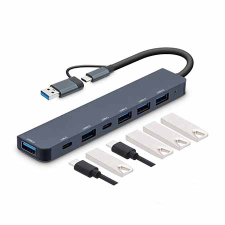 ��ǻ�Ϳ�ǰ USB���/����� 7NC USB 3.0 ��Ƽ��� 7��Ʈ USB-A USB-C ���Ŀ���� Ȯ�� ��� NCH-702 ��ǰ ����