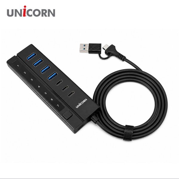 ��ǻ�Ϳ�ǰ USB���/����� [������] USB3.2 Gen1 7��Ʈ 1.2M���̺� USB��Ƽ���(A��Ʈ4��+C��Ʈ3��) A+C ���Ŀ���� LH-7000AC (40mm x 125mm x 16mm / 72g) ��ǰ ����